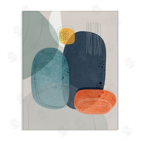 stupell industries Ishita Banerjee | Retro Stone Abstraction Deco Inspired Dotted Linework Wall Art