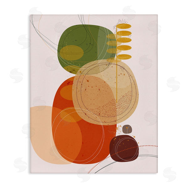 stupell industries Ishita Banerjee | Vintage Earth Tone Circular Shape Arrangement Dotted Lines Wall Art