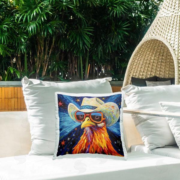Stupell Industries Ivan Guaderrama | Cowboy Chicken With Stars Printed Throw Pillow