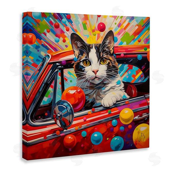 Stupell Industries Ivan Guaderrama | Driving Cat With Bold Pattern Wall Art