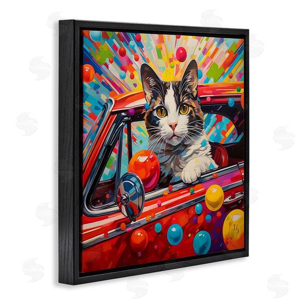 Stupell Industries Ivan Guaderrama | Driving Cat With Bold Pattern Wall Art