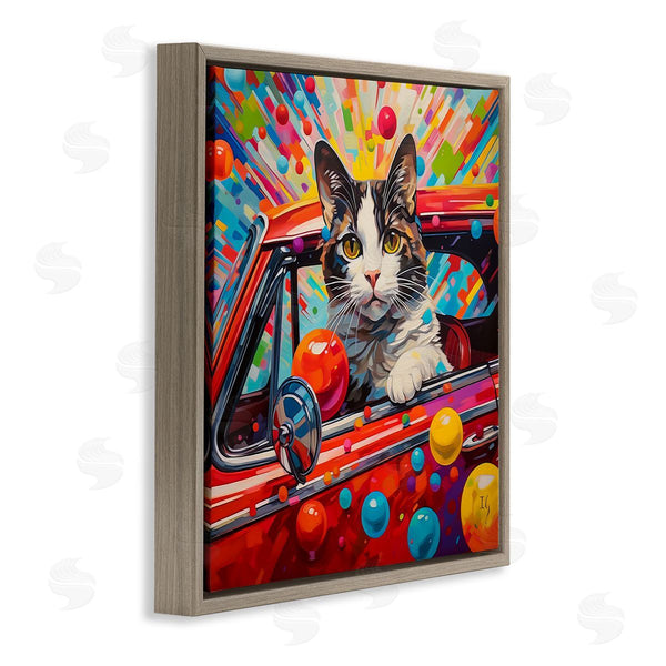 Stupell Industries Ivan Guaderrama | Driving Cat With Bold Pattern Wall Art