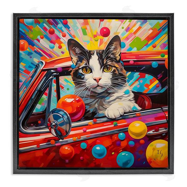 stupell industries Ivan Guaderrama | Driving Cat with Bold Pattern Wall Art
