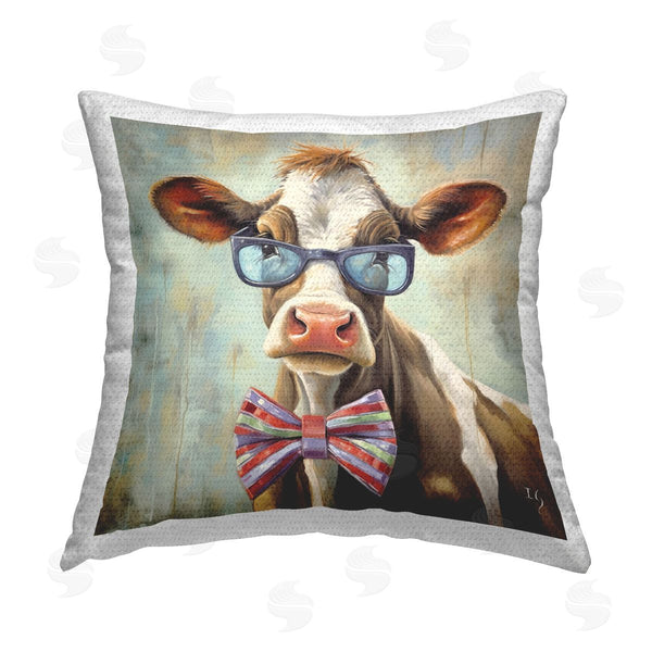 Stupell Industries Ivan Guaderrama | Hipster Cow With Bowtie Printed Throw Pillow