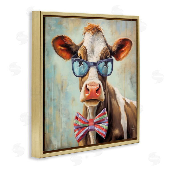 Stupell Industries Ivan Guaderrama | Hipster Cow With Bowtie Wall Art