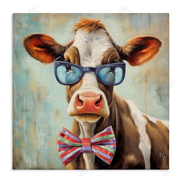 stupell industries Ivan Guaderrama | Hipster Cow with Bowtie Wall Art