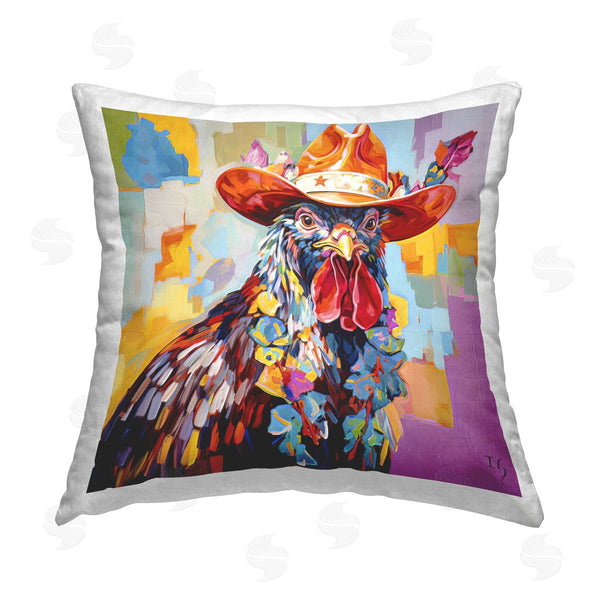 stupell industries Ivan Guaderrama | Modern Cowboy Rooster Printed Throw Pillow