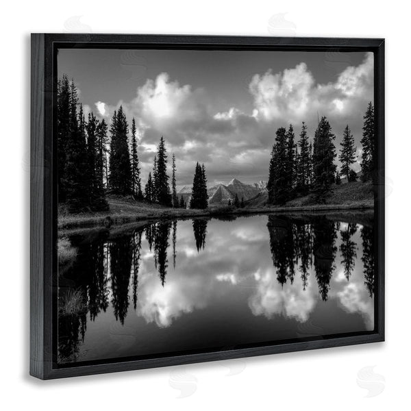 Stupell Industries J.C. Leacock | Cloudy Lake Mountain Reflection Tall Pines Photography Landscape Wall Art