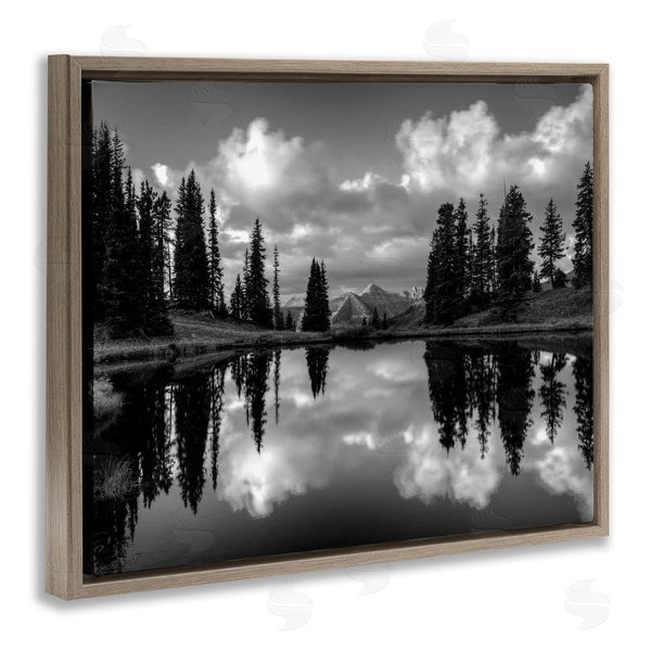 Stupell Industries J.C. Leacock | Cloudy Lake Mountain Reflection Tall Pines Photography Landscape Wall Art