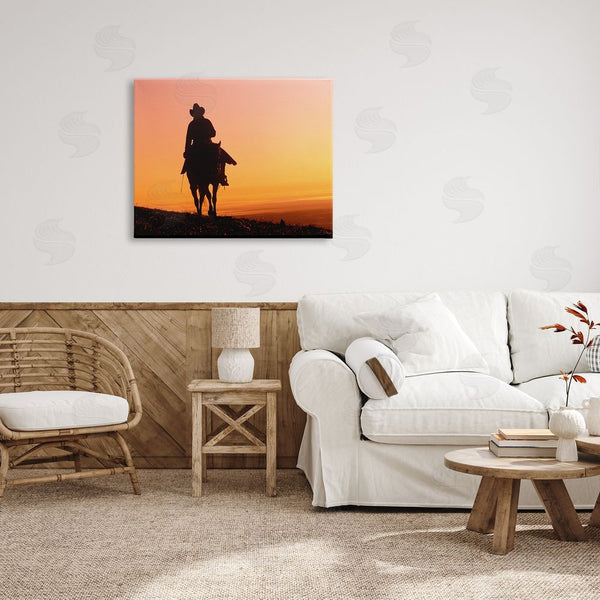 Stupell Industries J.C. Leacock | Woman Riding Horse Silhouette Southwestern Sunset Landscape Wall Art
