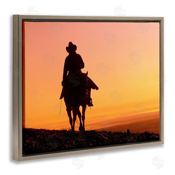 Stupell Industries J.C. Leacock | Woman Riding Horse Silhouette Southwestern Sunset Landscape Wall Art