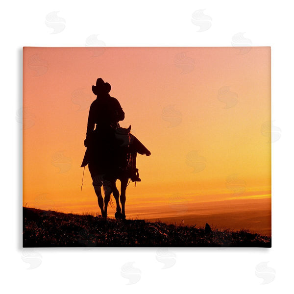 stupell industries J.C. Leacock | Woman Riding Horse Silhouette Southwestern Sunset Landscape Wall Art