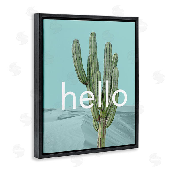 Stupell Industries J. Weiss | Bold Hello Cactus Greeting Blue Desert Dunes Wall Art