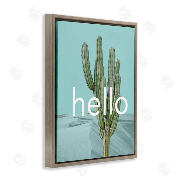 Stupell Industries J. Weiss | Bold Hello Cactus Greeting Blue Desert Dunes Wall Art