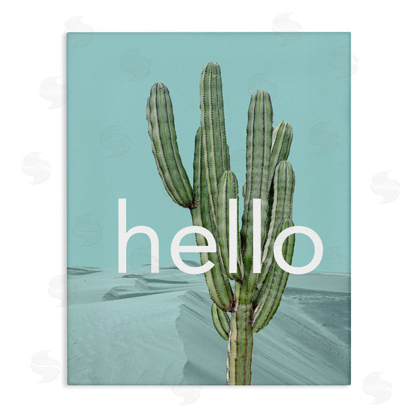 stupell industries J. Weiss | Bold Hello Cactus Greeting Blue Desert Dunes Wall Art