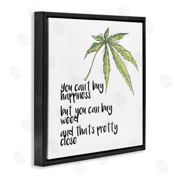 Stupell Industries J. Weiss | Can't Buy Happiness Funny Hemp Botanical Saying Wall Art