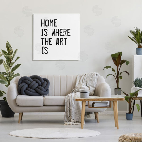 Stupell Industries J. Weiss | Home Where Art Is Weathered Stamp Style Text Wall Art