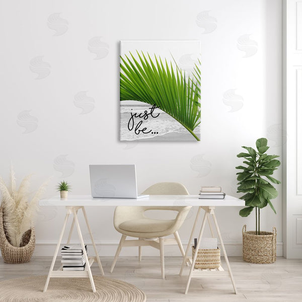 Stupell Industries J. Weiss | Just Be Soothing Green Palm Seaside Ocean Shore Wall Art