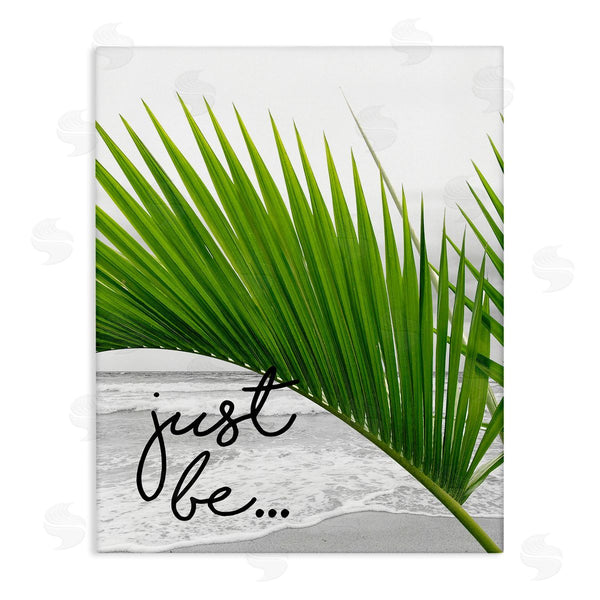 stupell industries J. Weiss | Just Be Soothing Green Palm Seaside Ocean Shore Wall Art