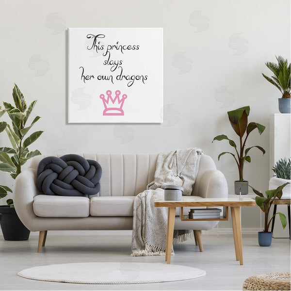 Stupell Industries J. Weiss | Motivational Princess Quote Girl Power Pink Crown Wall Art