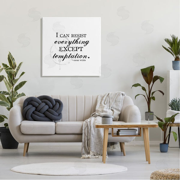 Stupell Industries J. Weiss | Resist Temptation Oscar Wilde Quote Vintage Stain Motif Wall Art