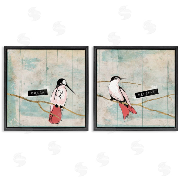 Stupell Industries Jace Grey | Dream Believe Hummingbird Branch Wall Art