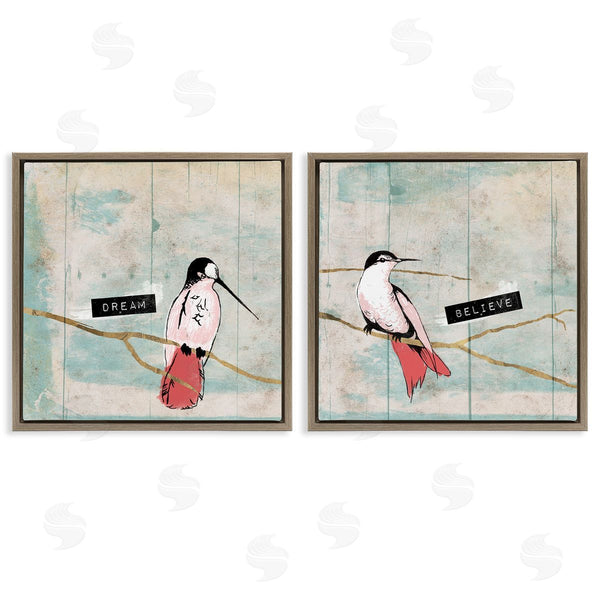 Stupell Industries Jace Grey | Dream Believe Hummingbird Branch Wall Art