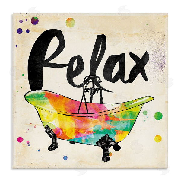stupell industries Jace Grey | Relax Rainbow Colors Icon Bath