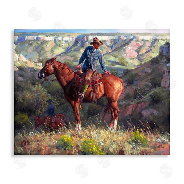 stupell industries Jack Sorenson | Cowboy by Rustic Cliffs