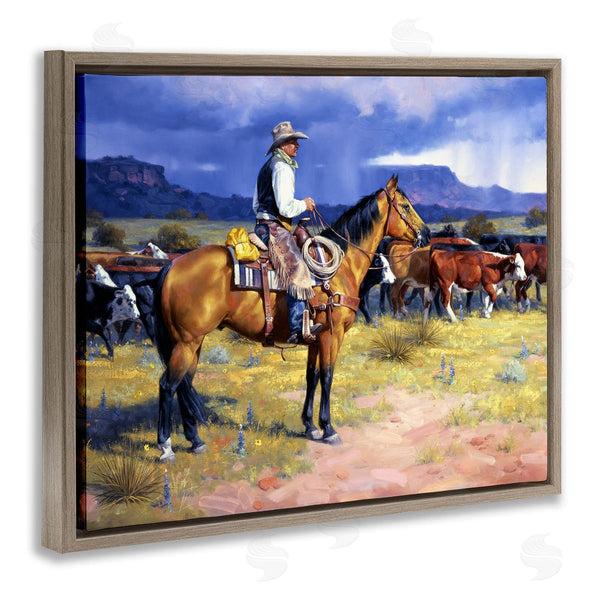 Stupell Industries Jack Sorenson | Cowboy & Cattle Mountain View