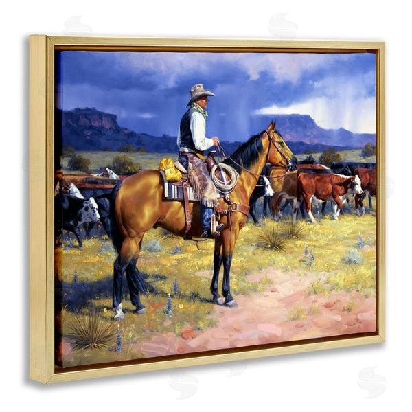 Stupell Industries Jack Sorenson | Cowboy & Cattle Mountain View