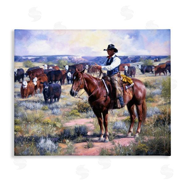 stupell industries Jack Sorenson | Cowboy Herding Cattle Ranch Wall Art