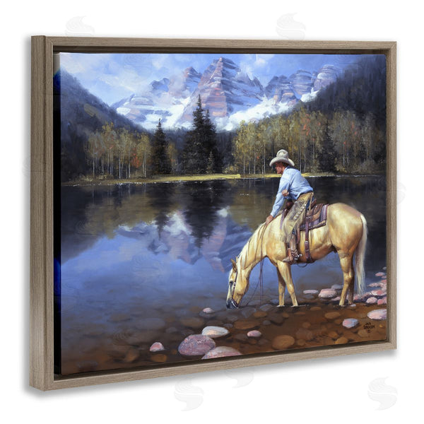 Stupell Industries Jack Sorenson | Cowboy & Horse At River's Edge