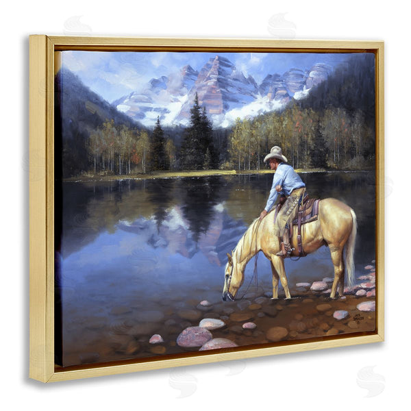 Stupell Industries Jack Sorenson | Cowboy & Horse At River's Edge