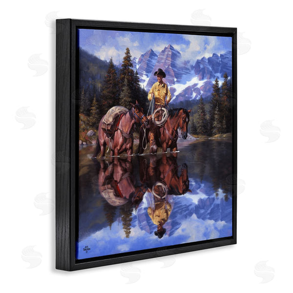Stupell Industries Jack Sorenson | Cowboy & Horses River Reflection