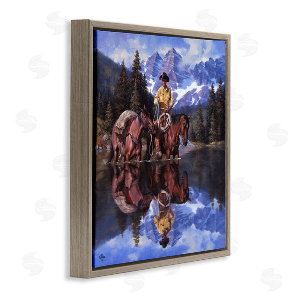 Stupell Industries Jack Sorenson | Cowboy & Horses River Reflection