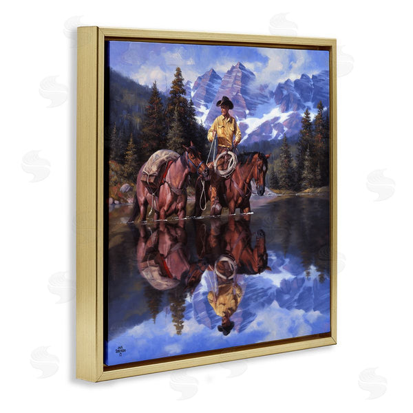Stupell Industries Jack Sorenson | Cowboy & Horses River Reflection