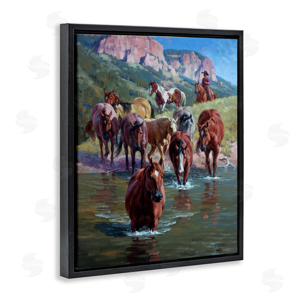 Stupell Industries Jack Sorenson | Cowboy Leading Horses In River