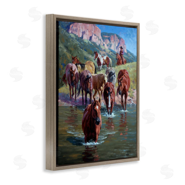 Stupell Industries Jack Sorenson | Cowboy Leading Horses In River
