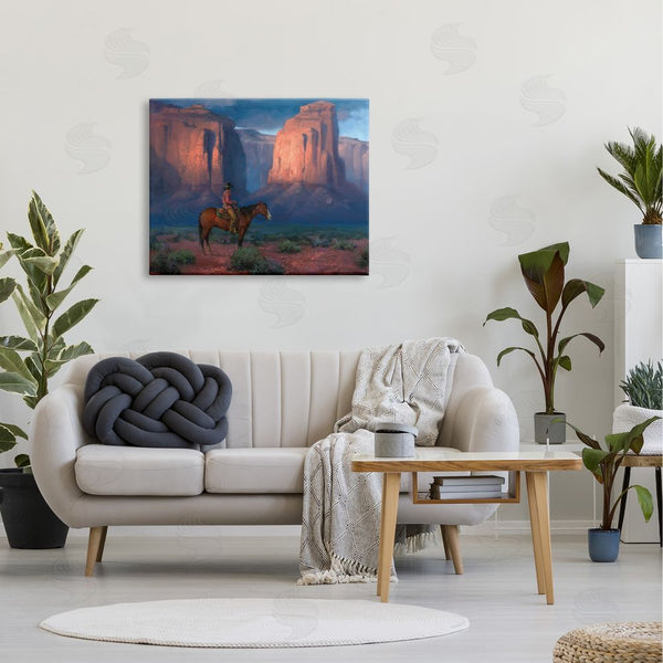 Stupell Industries Jack Sorenson | Cowboy Riding Old Wild West Arid Grand Canyon Wall Art