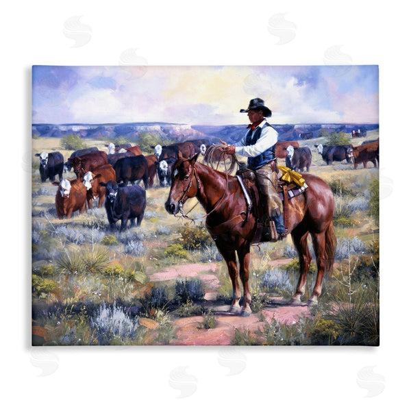 stupell industries Jack Sorenson | Cowboy Rounding Up Cattle