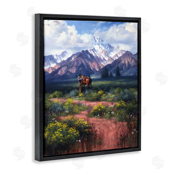 Stupell Industries Jack Sorenson | Cowboy Tending Horse By Mountain