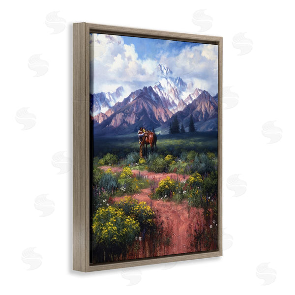 Stupell Industries Jack Sorenson | Cowboy Tending Horse By Mountain