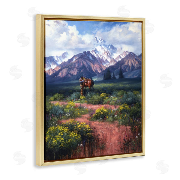 Stupell Industries Jack Sorenson | Cowboy Tending Horse By Mountain