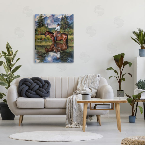 Stupell Industries Jack Sorenson | Equestrian Cowboy Scouting Rural Suburban Wild West River Wall Art