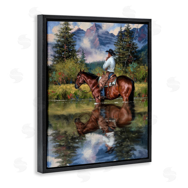 Stupell Industries Jack Sorenson | Equestrian Cowboy Scouting Rural Suburban Wild West River Wall Art