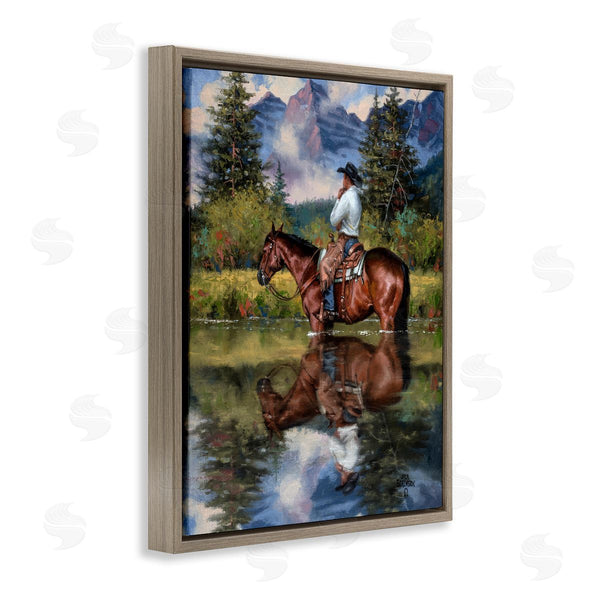Stupell Industries Jack Sorenson | Equestrian Cowboy Scouting Rural Suburban Wild West River Wall Art