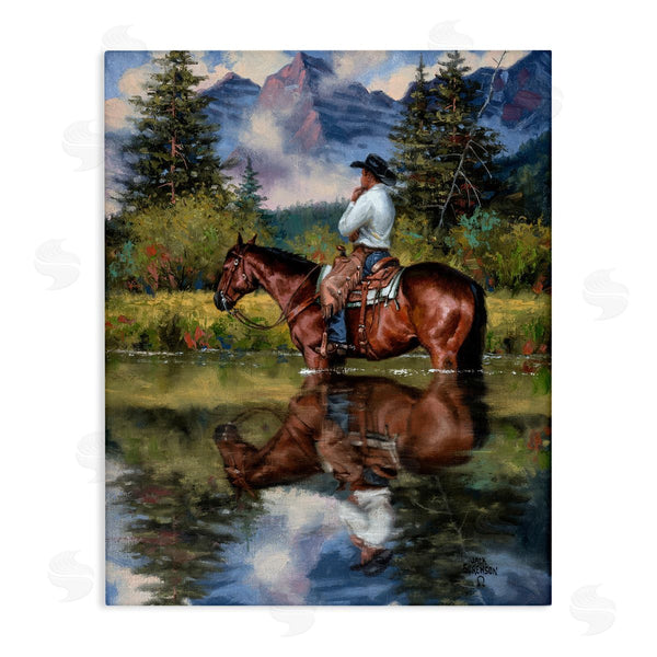 stupell industries Jack Sorenson | Equestrian Cowboy Scouting Rural Suburban Wild West River Wall Art