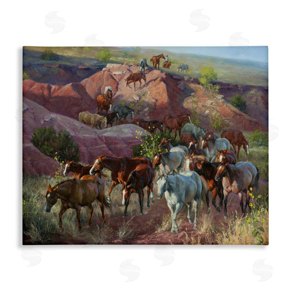 stupell industries Jack Sorenson | Horse Herd Through Desert Cliffs