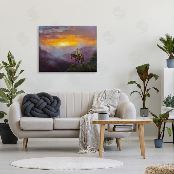 Stupell Industries Jack Sorenson | Traveling Southern Cowboy Mountain Valley Sunset Wall Art